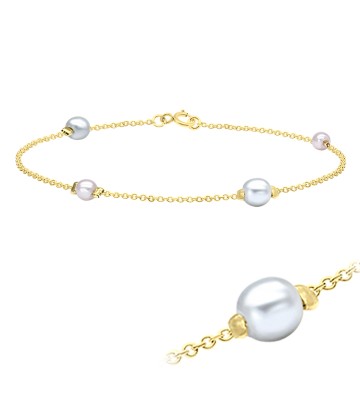 Sweet Pearls Gold Plated Silver Anklet ANK-322-GP